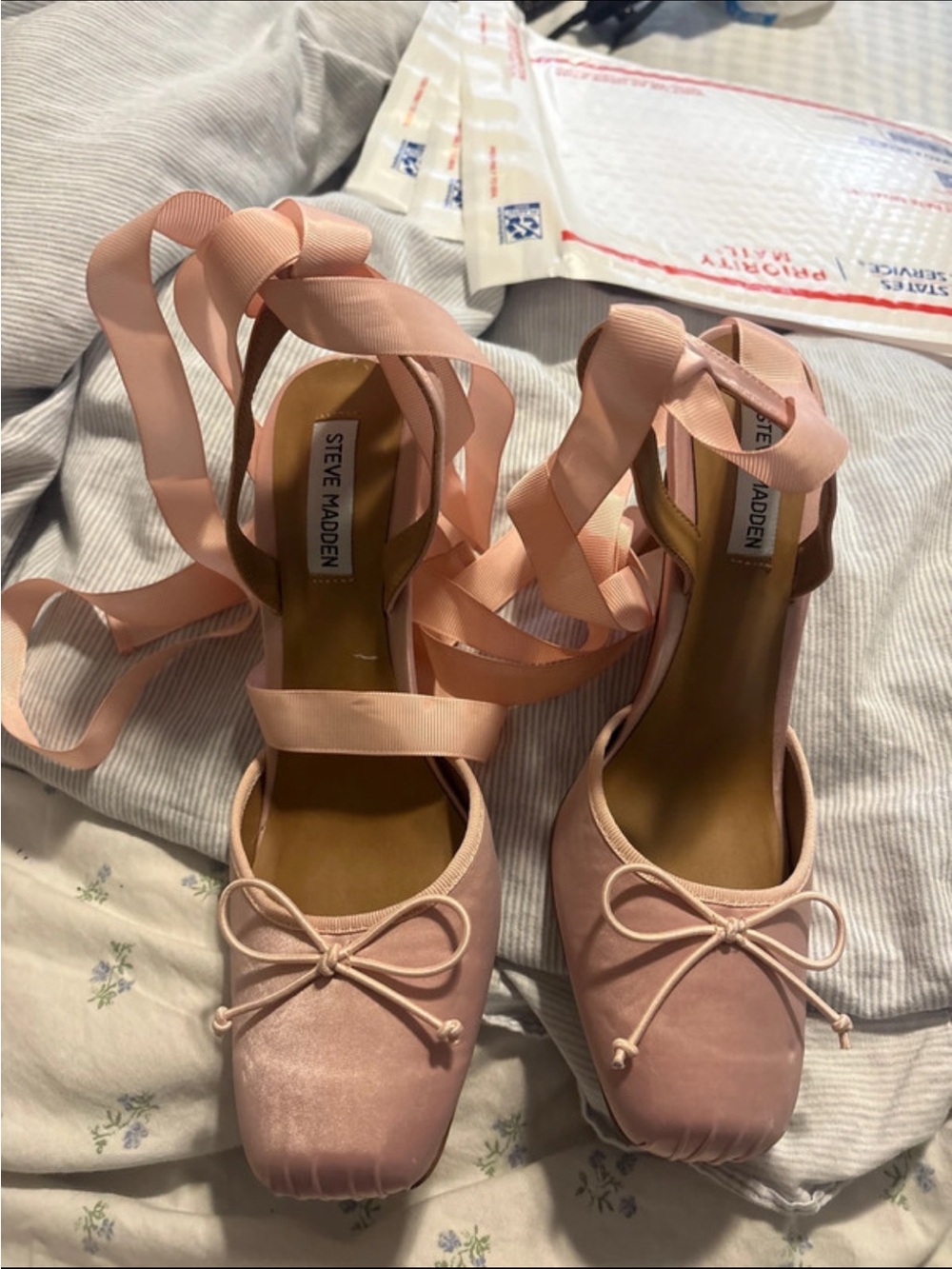Steve Madden Blush Pink Ballet Tie Heels